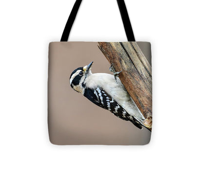 Female Downy Woodpecker - Tote Bag